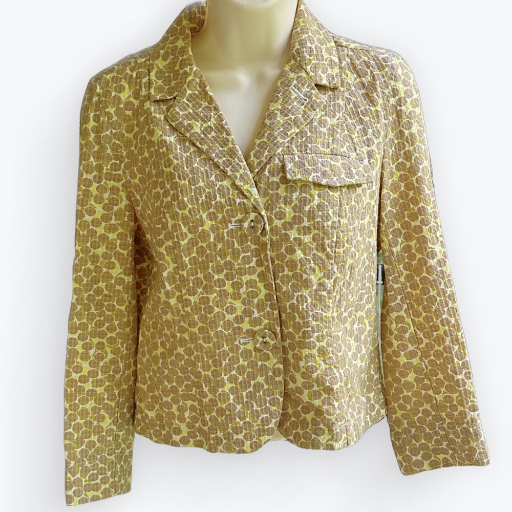 Y2K Cropped Polished Structured Dotted Brown with Mustard Accents Gap Jacket ~ 6